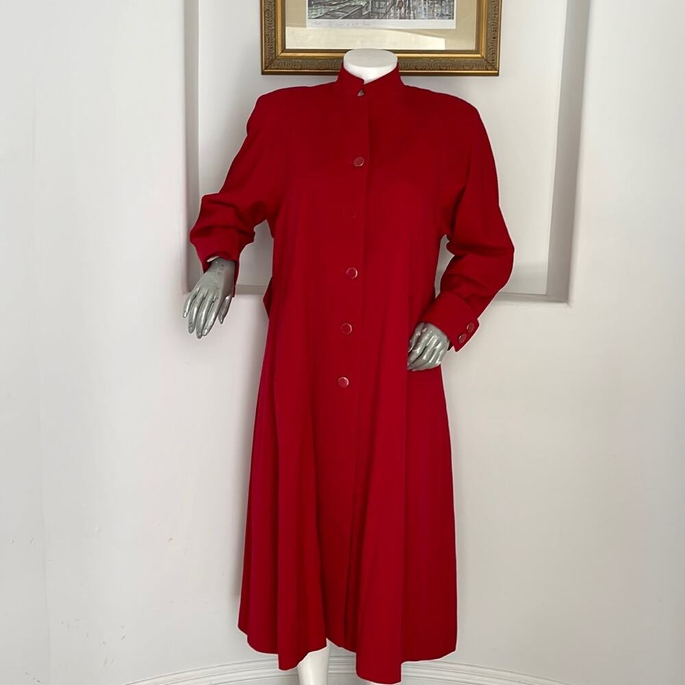 Bullocks Wilshire Women Vintage 90's Shower Repellent Wool Coat Red Size L